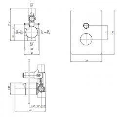 Bossini Liberty Смеситель для душа, встраиваемый (внешняя часть), с девиаторм 2 направления, цвет: античная бронза