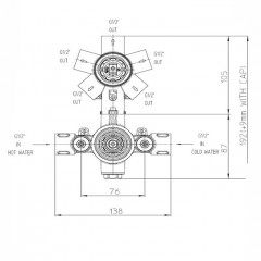 Bossini Liberty Термостат для душа, встраиваемый (внешняя часть), с девиаторм 1/2/3/4/5, цвет: золото