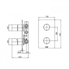 Bossini Inox Смеситель для душа, встраиваемый (внешняя часть), с девиаторм 1/2/3/4/5, цвет: сталь брашированная