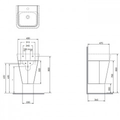 AZZURRA BUILD Тумба подвесная под раковину 50 см, 44х47х50 см, с 1 ящиком, цвет Cement
