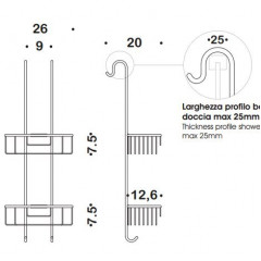 Colombo Complementi Полочка-решетка двойная для душа, цвет: хром
