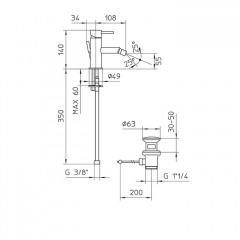 Bossini Oki Смеситель для биде на 1 отв., с заглушкой 1/4, цвет: черньій матовьій