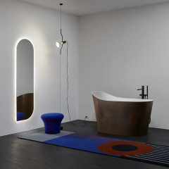 ANTONIO LUPI MASTELLO Ванна отдельностоящая 1350х750х870 мм, с нажимным донным клапаном, сифоном и гибким шлангом, Flumood, внешняя отделка Rame