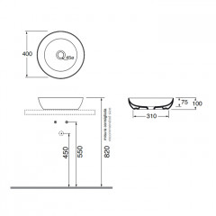 AZZURRA ELEGANCE CIRCLE раковина чаша 40х40х10см без отв. под смеситель , цвет Tortora