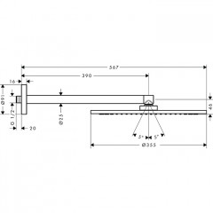 Axor ShowerSolutions Верхний душ 35см, настенный, цвет: шлифованный черный хром
