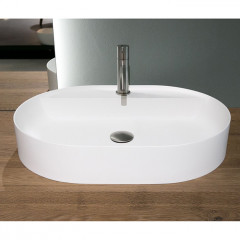 Antonio Lupi Simplo Раковина накладная 45x63см, 1 отв под смес, без перелива, с д/клапаном (хром), мат-л: Flumood, цвет: белый