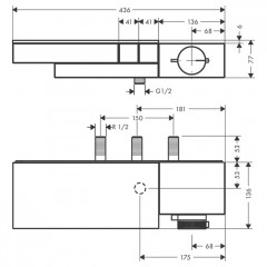 Axor Edge Смеситель для душа, термостат, на 2 источника, внешняя часть, цвет: хром