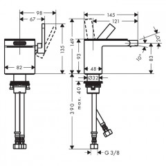 Axor MyEdition Смеситель для биде, на 1 отв., излив 145мм, с донным клапаном, цвет: хром/черное стекло