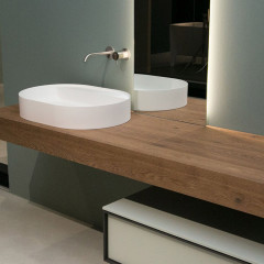 Antonio Lupi Simplo Раковина накладная 45x63см, 1 отв под смес, без перелива, с д/клапаном (хром), мат-л: Flumood, цвет: белый