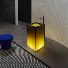 ANTONIO LUPI AURA Раковина напольная 450х450х850 мм., слив в пол, без отв для смесит, с дон клапан, сифоном и трубой слива, Cristalmood, цвет Gran_cru