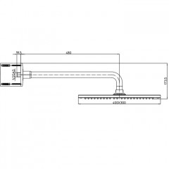 BOSSINI DREAM-RECTANGULAR Верхний душ 400 x 300 mm 1 режим, с держателем 28 mm x 500 mm, цвет: хром