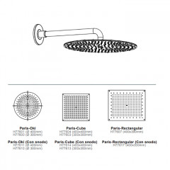 BOSSINI PARIS-CUBE Верхний душ 400 x 400 mm, настенный кронштейн 28 x 400 mm, цвет: хром