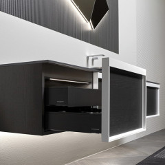 ANTONIO LUPI BEMADE Тумба под раковину 540х540х375 мм., 1 ящик, внутренняя подсветка, боковины Skin cenere, рама белый матовый, фронт Rovere ardesia