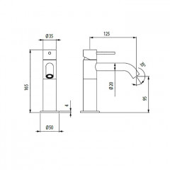 Bossini Inox Однорычажный Смеситель для раковины на 1 отв., из нержавеющей стали без донного клапана, цвет: Сатинированная нержавеющая сталь