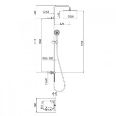 BOSSINI Душевая стойка с термостатическим смесителем, верхний душ из ABS250 мм., ручной душ с 3 режимами, цвет черный матовый (СПЕЦЦЕНА со Склада!)