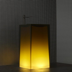 ANTONIO LUPI AURA Раковина напольная 450х450х850 мм., слив в пол, без отв для смесит, с дон клапан, сифоном и трубой слива, Cristalmood, цвет Gran_cru