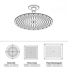 BOSSINI PARIS-RECTANGULAR Верхний душ 400 x 300 mm - потолочный кронштейн 150 mm, цвет: хром