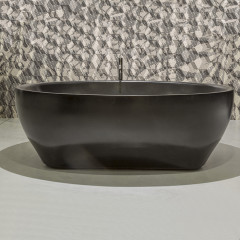 Antonio Lupi Solidea Ванна отдельностоящая 190х130х50 см, с д/клапаном (хром), без перелива, без сифона, мат-л : нат.камень, цвет: Nero Marquinia