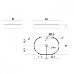 Antonio Lupi Simplo Раковина накладная 45x63см, 1 отв под смес, без перелива, с д/клапаном (хром), мат-л: Flumood, цвет: белый