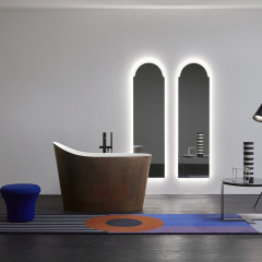 ANTONIO LUPI MASTELLO Ванна отдельностоящая 1350х750х870 мм, с нажимным донным клапаном, сифоном и гибким шлангом, Flumood, внешняя отделка Rame