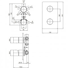 Bossini Liberty Смеситель для душа, встраиваемый (внешняя часть), с девиаторм 1/2/3/4/5, цвет: античная бронза