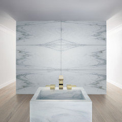 Axor Edge Смеситель для раковины, на 3 отв., с донным клапаном push/open, излив 173мм, алмазная огранка, цвет: золото