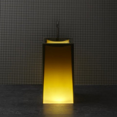 ANTONIO LUPI AURA Раковина напольная 450х450х850 мм., слив в пол, без отв для смесит, с дон клапан, сифоном и трубой слива, Cristalmood, цвет Gran_cru