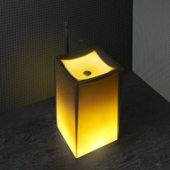 ANTONIO LUPI AURA Раковина напольная 450х450х850 мм., слив в пол, без отв для смесит, с дон клапан, сифоном и трубой слива, Cristalmood, цвет Gran_cru