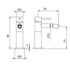 Bossini Inox Однорычажный Смеситель для биде на 1 отв., из нержавеющей стали без донного клапана, цвет: глянцевая сталь