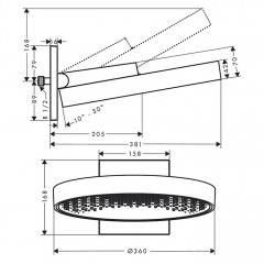 Hansgrohe Rainfinity Верхний душ d=36см., настенный, цвет: черный матовый