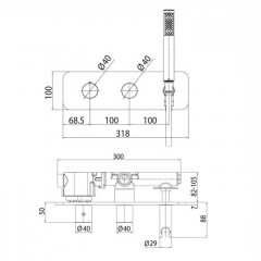 Bossini Oki Термостат высокой пропускной способности с девиатором на 2 выхода, ручной душ ZEN и шланг, цвет: хром