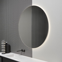 ANTONIO LUPI SUPERLUNA Зеркало Ø1200х25 мм., с блестящей кромкой, с белой светодиодной подсветкой, на раме, с вставкой из рифленого стекла