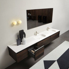 ANTONIO LUPI ATELIER Пенал 1080х216х1500 мм., подвесной, 2 дверцы, 4 полки, боковины Rovere thermo, рама черный матовый, фронт Rovere thermo