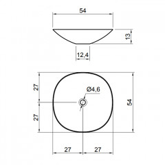 Antonio Lupi Velo Раковина накладная 54х54см, без отв под смес, без перелива, с д/клапаном (хром), мат-л: Flumood, цвет: белый