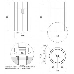 ANTONIO LUPI VITREO Раковина напольная Ø500х890 мм, слив в пол, с самотечн дон клап, сифон и трубой для слива, Cristalmood, основание прозр, цвет Fume