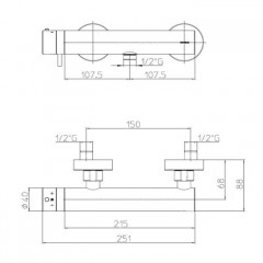 Bossini Oki Смеситель для душа, наружный с выходом на 1/2, цвет: никель шлифованньій