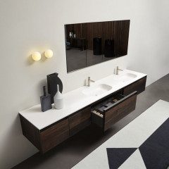 ANTONIO LUPI ATELIER Пенал 1080х216х1500 мм., подвесной, 2 дверцы, 4 полки, боковины Rovere thermo, рама черный матовый, фронт Rovere thermo