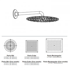 BOSSINI PARIS-OKI Верхний душ 400 mm, настенный кронштейн 28 x 400 mm, цвет: хром