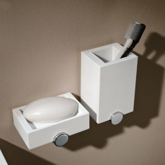 Bertocci Polo Мыльница, цвет: белый матовый/хром