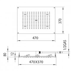 BOSSINI DREAM-RECTANGULAR Верхний душ 470 x 370 mm с 4 LED (белый), блок питания/управления, цвет: хром