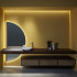 ANTONIO LUPI BESPOKE Тумба 720х540х375 мм, подвесная, 1 ящик, бок справа Rovere thermo, рама черный мат, стекло зерк дымчатое, структура Rovere thermo