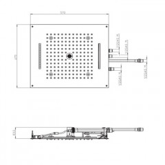 BOSSINI DREAM/4 Верхний душ 570 x 470 mm, с 4 LED RGB, 4 режима (дождь, каскад, водопад, моноструя), блок питания/управления, Cromoterapia, цвет: хром