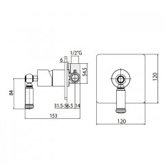 Bossini Liberty Смеситель для душа, встраиваемый (внешняя часть), с девиаторм 1 направления, цвет: хром