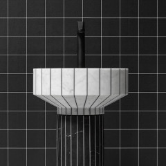 ANTONIO LUPI 024 Раковина напольная Ø450х850 мм., слив в пол, с сифоном, гибким шлангом и донным клапаном, пьедестал Nero Marquinia, раковина Carrara