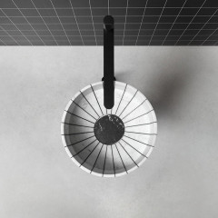 ANTONIO LUPI 024 Раковина напольная Ø450х850 мм., слив в пол, с сифоном, гибким шлангом и донным клапаном, пьедестал Nero Marquinia, раковина Carrara