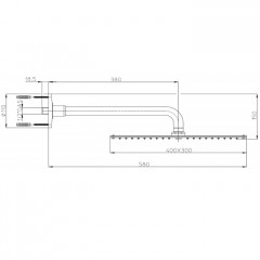 BOSSINI PARIS-RECTANGULAR Верхний душ 400 x 300 mm, настенный кронштейн 28 x 400 mm, цвет: хром