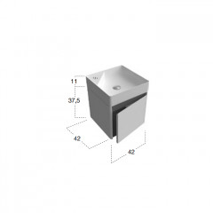 ANTONIO LUPI SIMPLO Тумба под раковину 420х420х375 мм., 1 дверца петли справа, цвет Matita goffrato