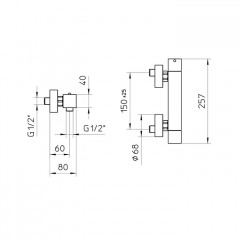 Bossini Cube Tермостат для душа, наружный, 1 выход 1/2', цвет: никель шлифованньій