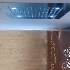 BOSSINI DREAM/2 Верхний душ 570 x 470 mm, с 4 LED RGB, 2 режима (дождь, каскад), блок питания/управления, Cromoterapia, гибкая подводка , цвет: хром