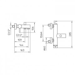 Bossini Oki Смеситель наружный с авт. девиатором, c держателем душ. лейки, соединение 1/2, цвет: никель шлифованньій